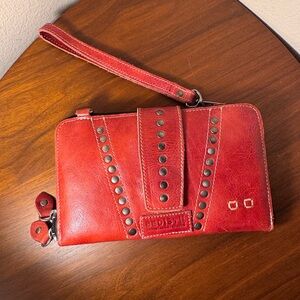 Bed Stu Rustic Red Flee Leather Wristlet